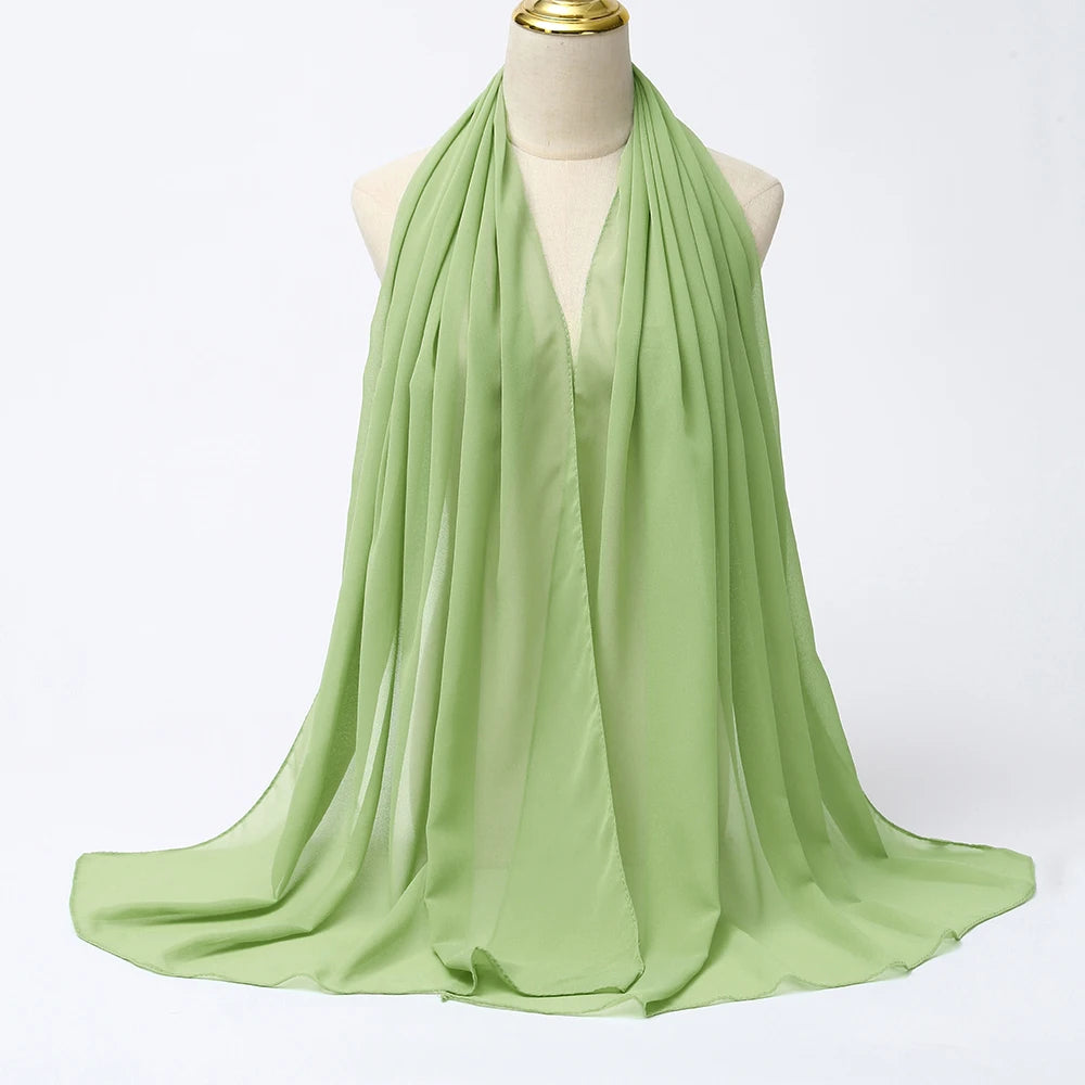 Classic Chiffon Hijab — Long, Lightweight Scarf in 24 Colours