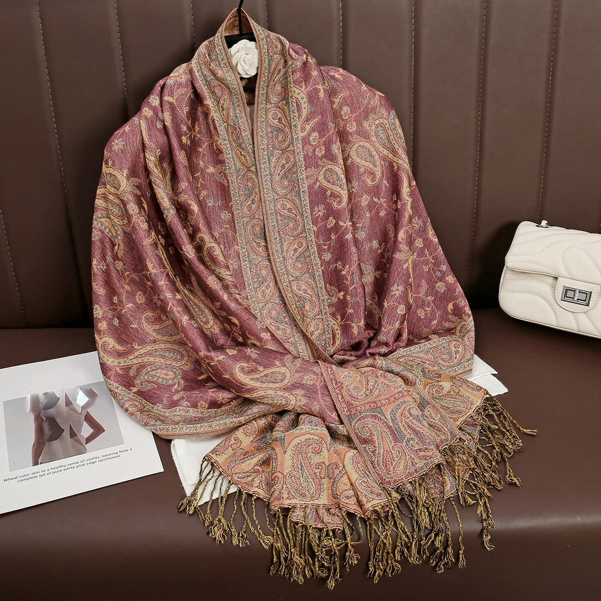 Paisley Pashmina Hijab — Soft, Warm Winter Scarf with Fringe