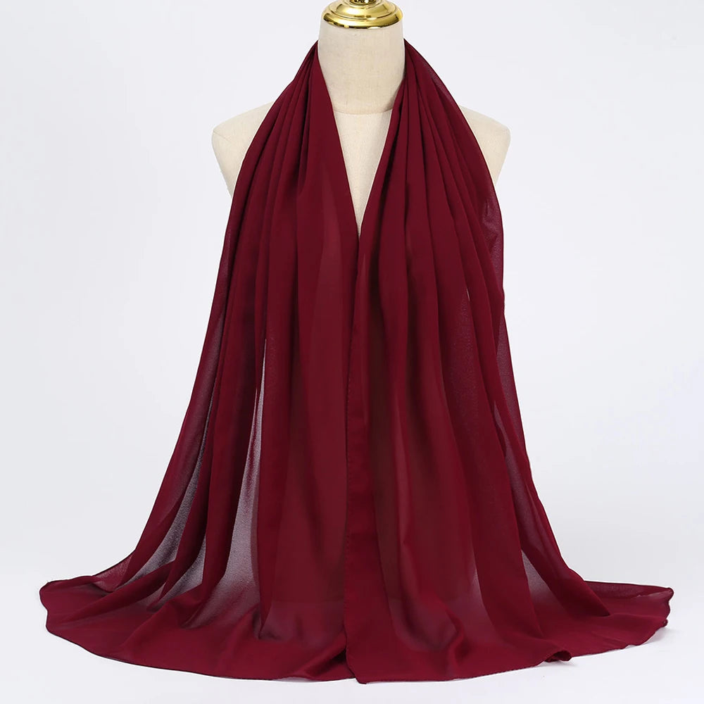 Classic Chiffon Hijab — Long, Lightweight Scarf in 24 Colours