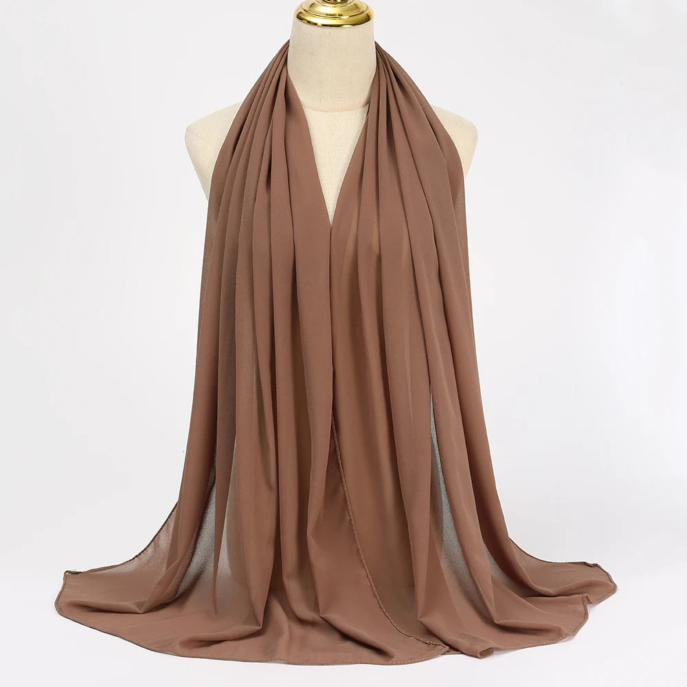 Classic Chiffon Hijab — Long, Lightweight Scarf in 24 Colours
