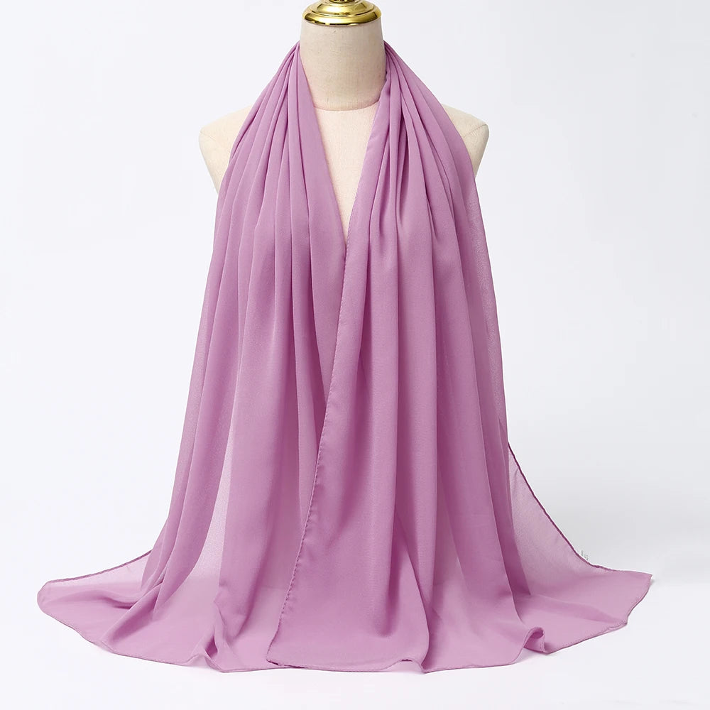 Classic Chiffon Hijab — Long, Lightweight Scarf in 24 Colours