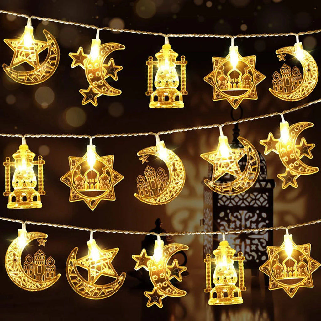 Guirlande Lumineuse Ramadan Croissant & Étoile — 1,5 m, Blanc Chaud