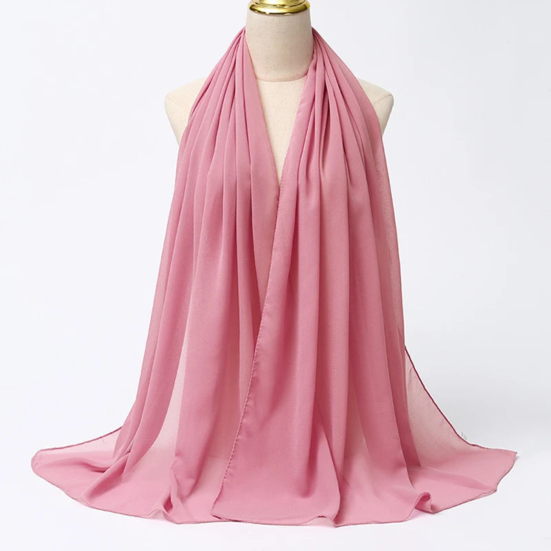 Classic Chiffon Hijab — Long, Lightweight Scarf in 24 Colours