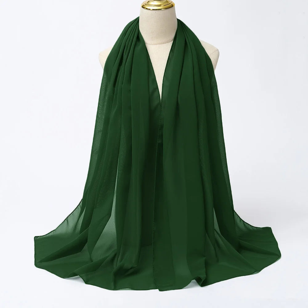 Classic Chiffon Hijab — Long, Lightweight Scarf in 24 Colours
