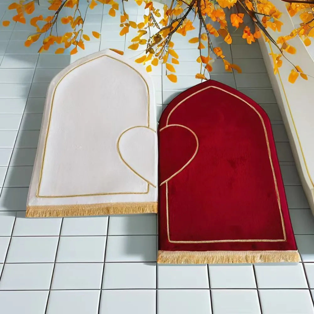 Couple Prayer Mat Set — Matching Pair with Heart Design