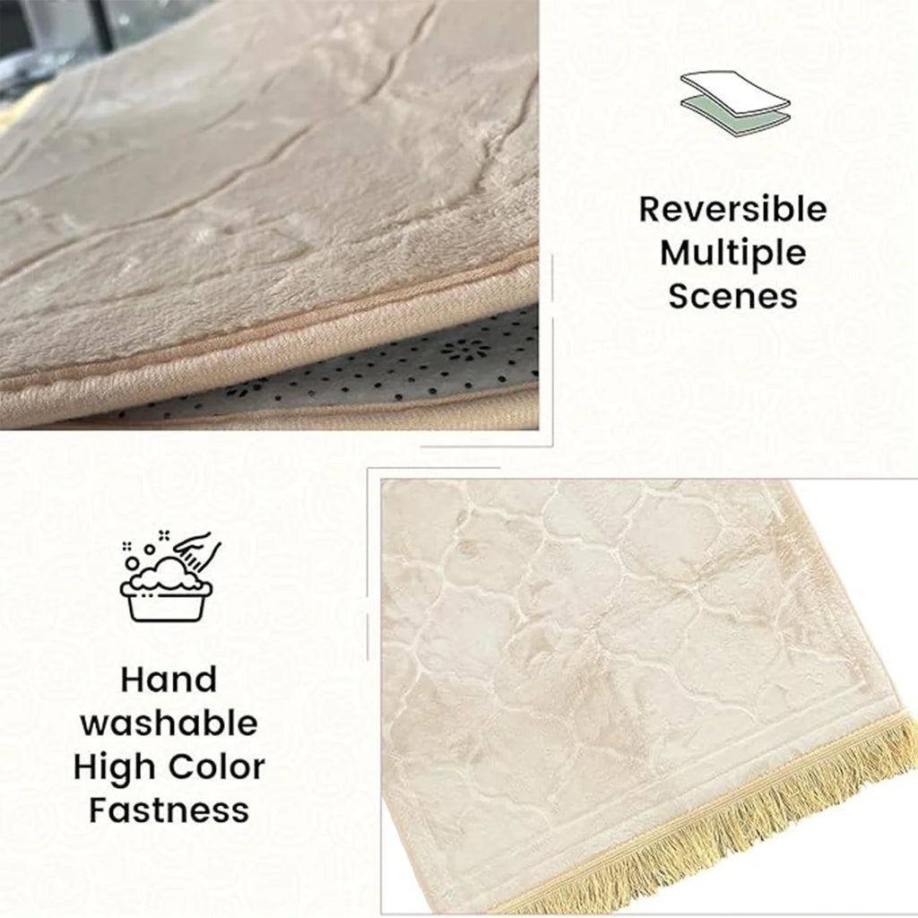 Thick Sponge-Padded Prayer Mat with Tassels — 65 × 110 cm