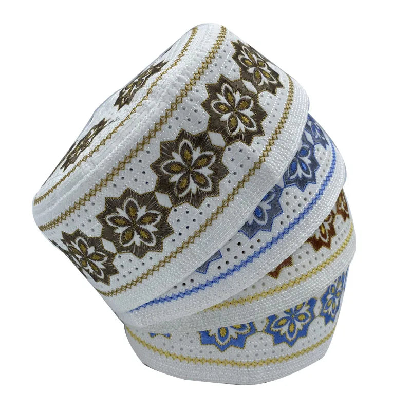 Embroidered Kufi Prayer Cap — Breathable, 29 Designs