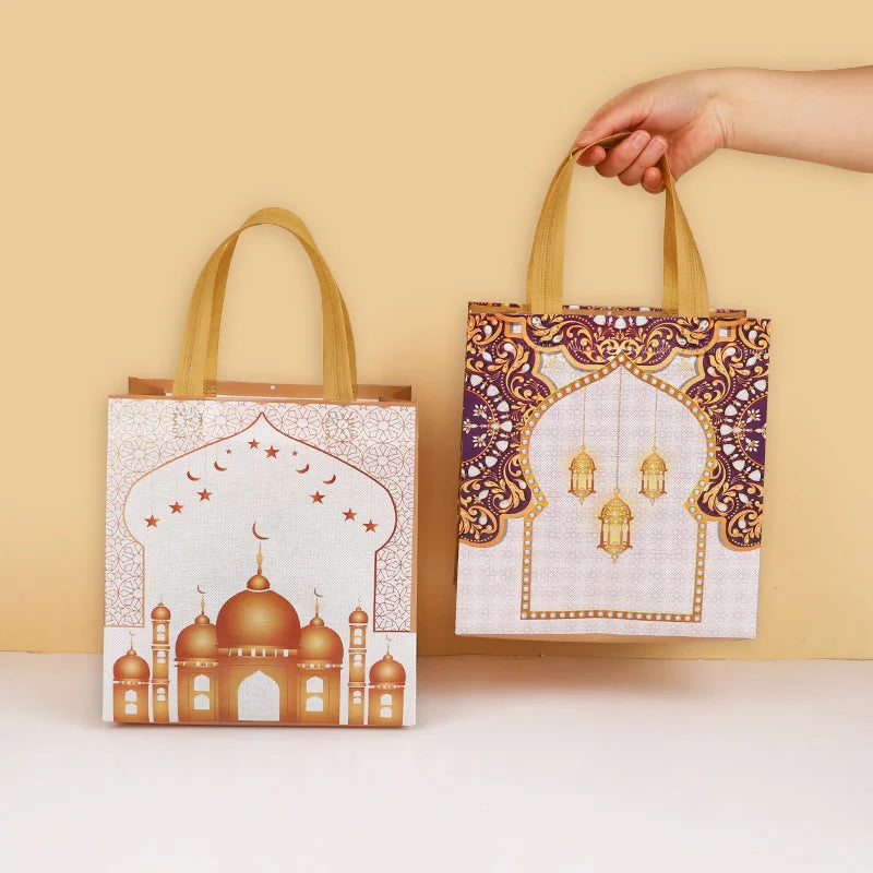 Eid Mubarak-gaveposer i stof — genbrugelige med hanke