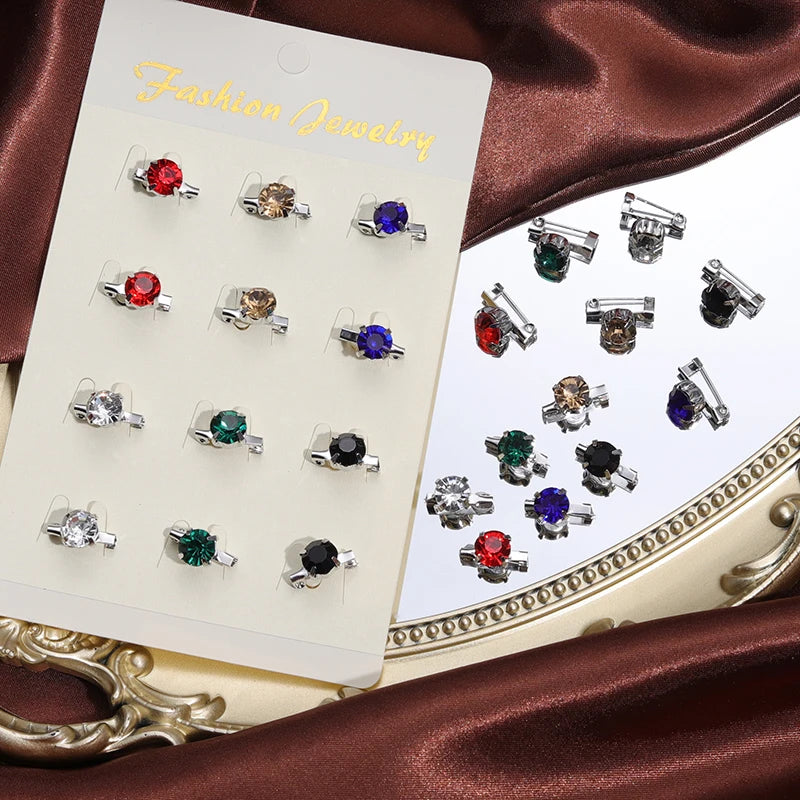 Crystal Hijab Pins — Set of 12 Safety Brooches