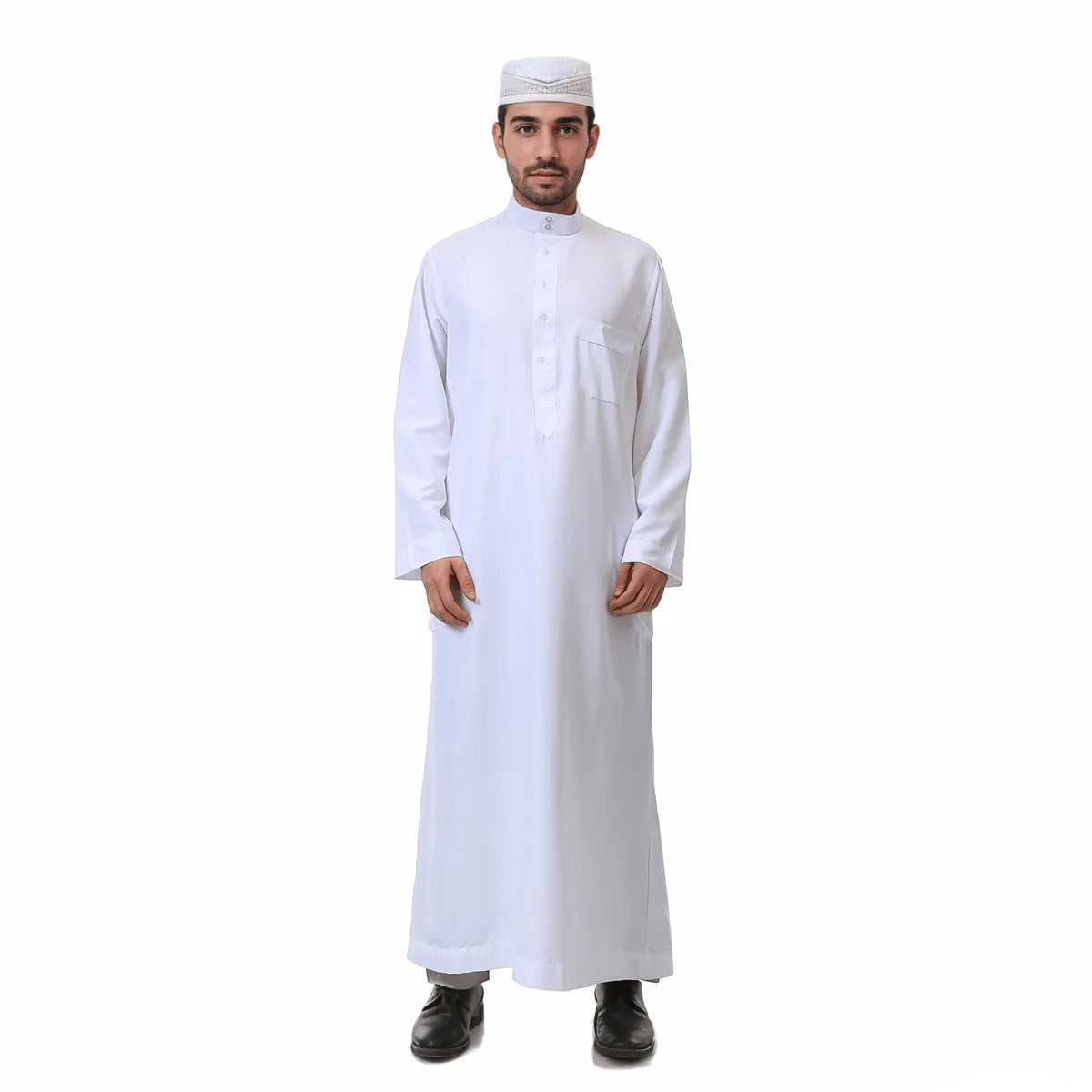 Men's Saudi Thobe — Stand Collar, Long Sleeve