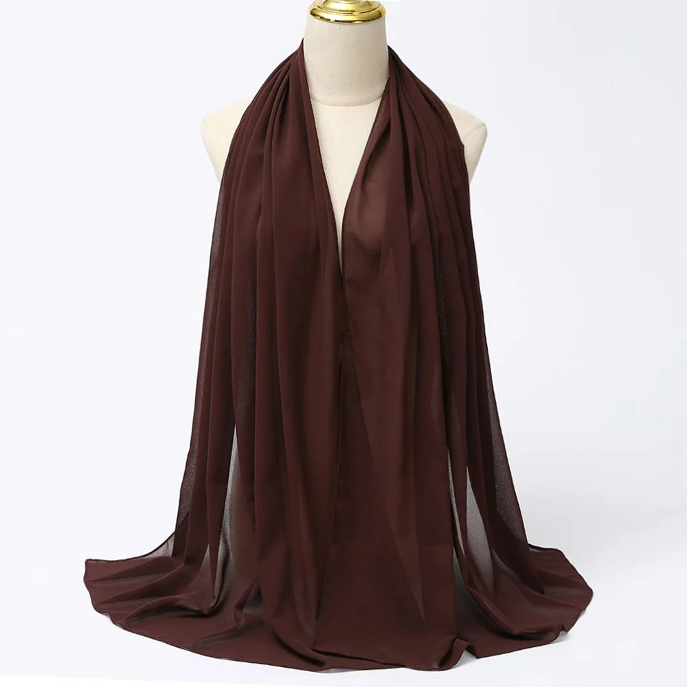 Classic Chiffon Hijab — Long, Lightweight Scarf in 24 Colours