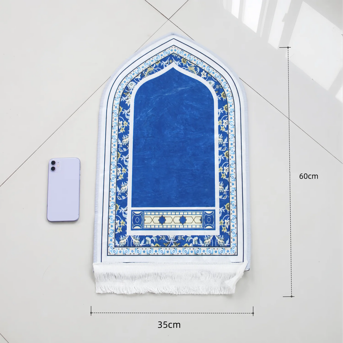 Compact Padded Prayer Mat 35 × 60 cm — Travel & Sajdah Mat with Tassels
