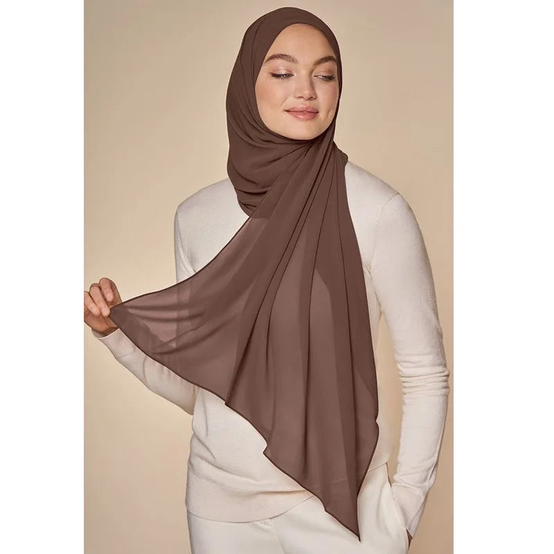 Classic Chiffon Hijab — Long, Lightweight Scarf in 24 Colours