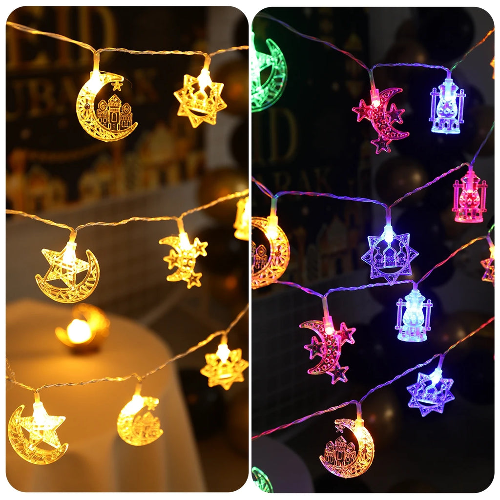 Guirlande Lumineuse Ramadan Croissant & Étoile — 1,5 m, Blanc Chaud