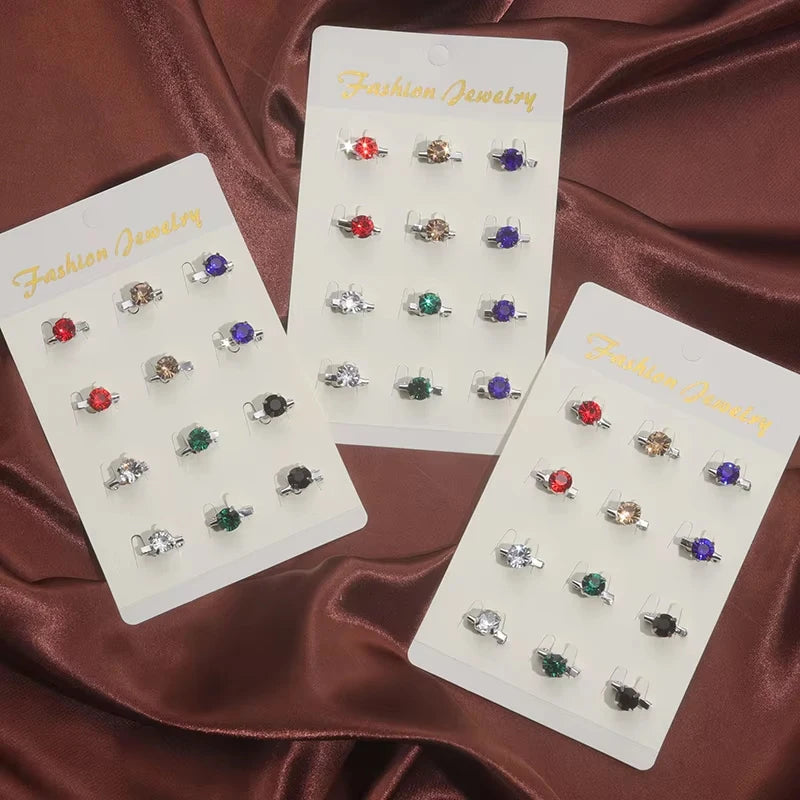 Crystal Hijab Pins — Set of 12 Safety Brooches