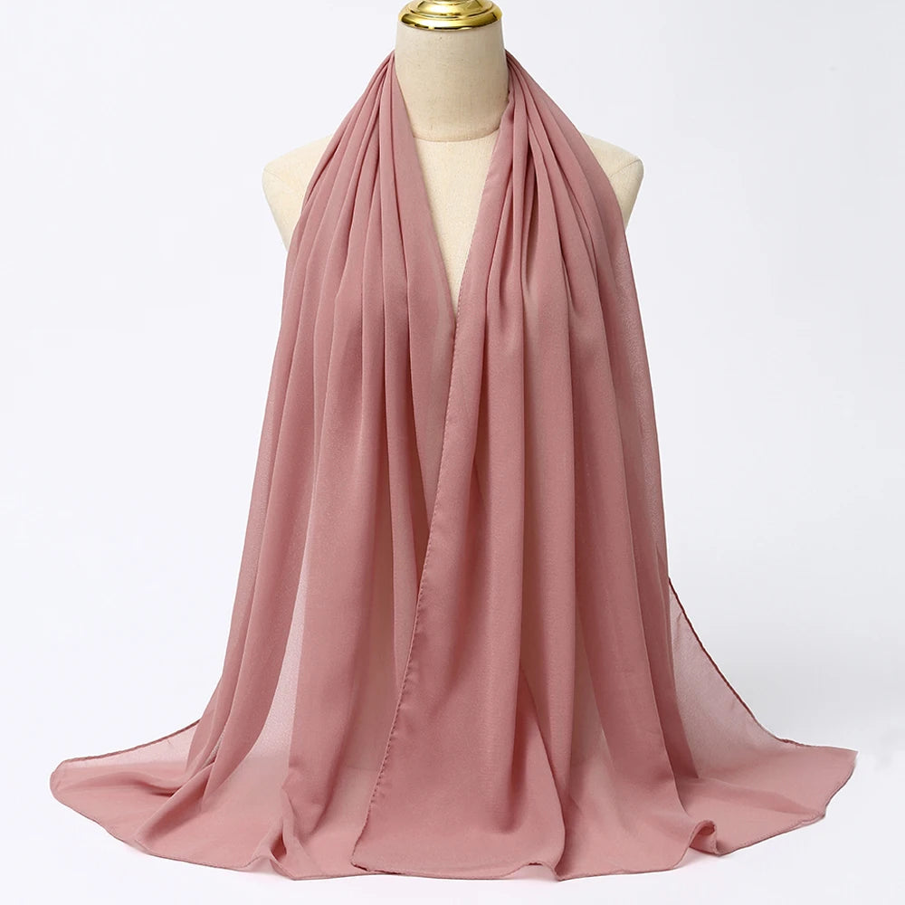 Classic Chiffon Hijab — Long, Lightweight Scarf in 24 Colours