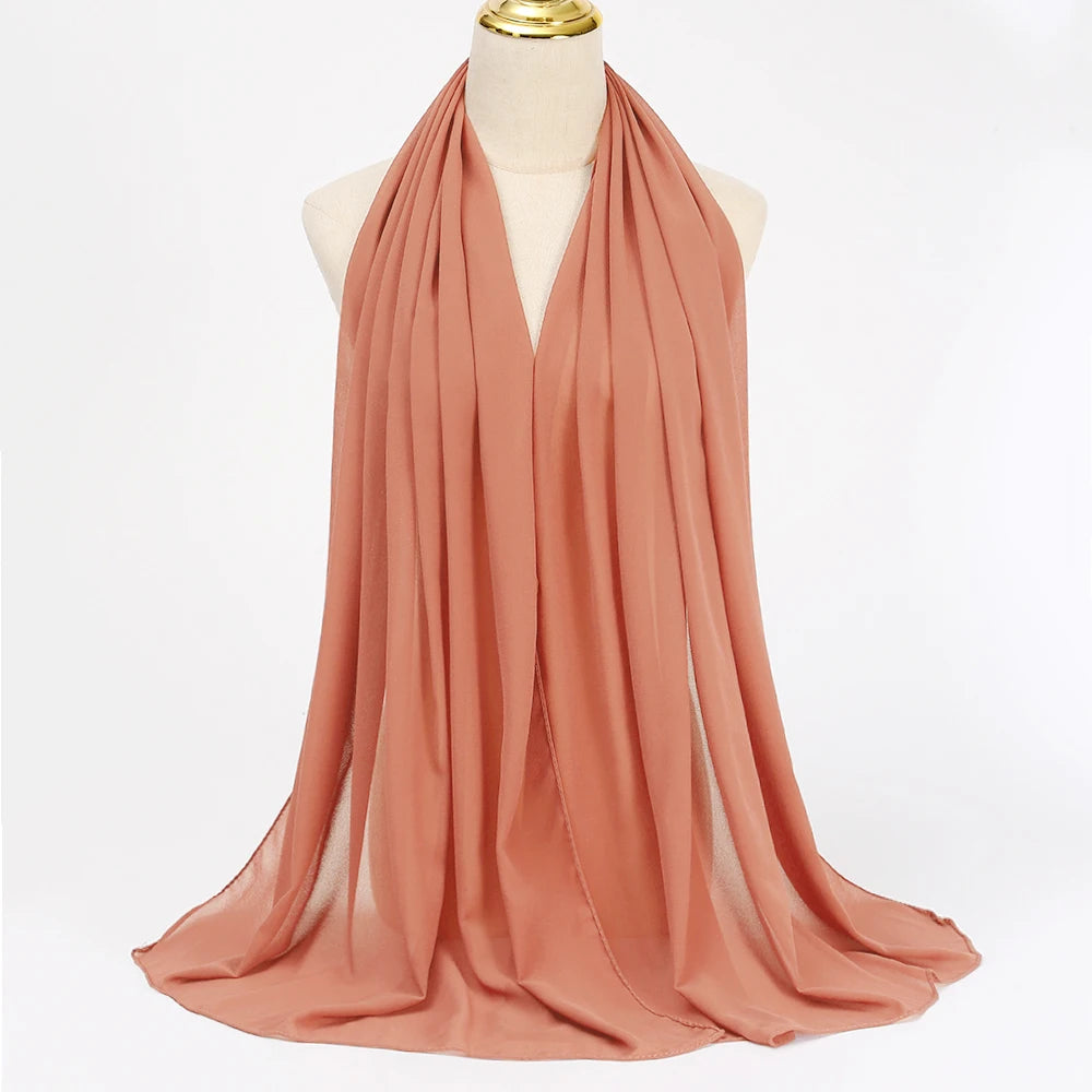 Classic Chiffon Hijab — Long, Lightweight Scarf in 24 Colours