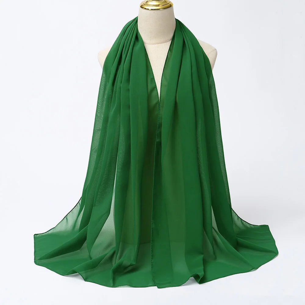 Classic Chiffon Hijab — Long, Lightweight Scarf in 24 Colours