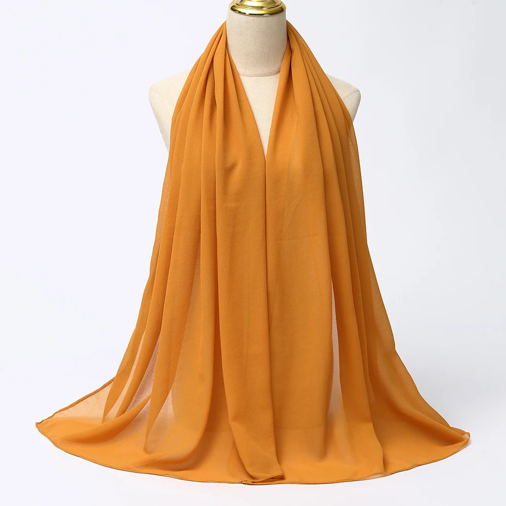 Classic Chiffon Hijab — Long, Lightweight Scarf in 24 Colours