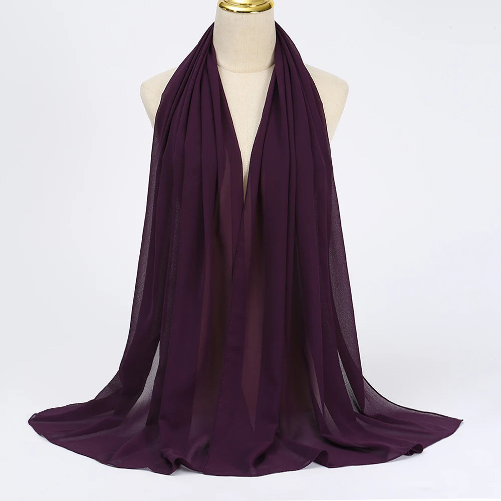 Classic Chiffon Hijab — Long, Lightweight Scarf in 24 Colours