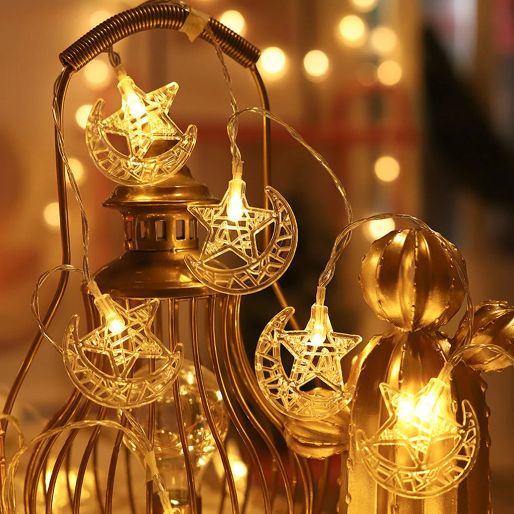 Guirlande Lumineuse Ramadan Croissant & Étoile — 1,5 m, Blanc Chaud