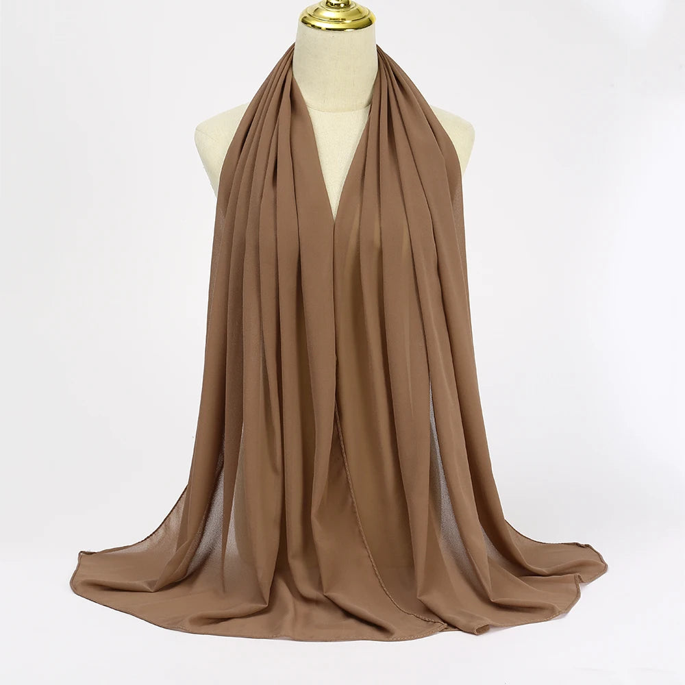 Classic Chiffon Hijab — Long, Lightweight Scarf in 24 Colours