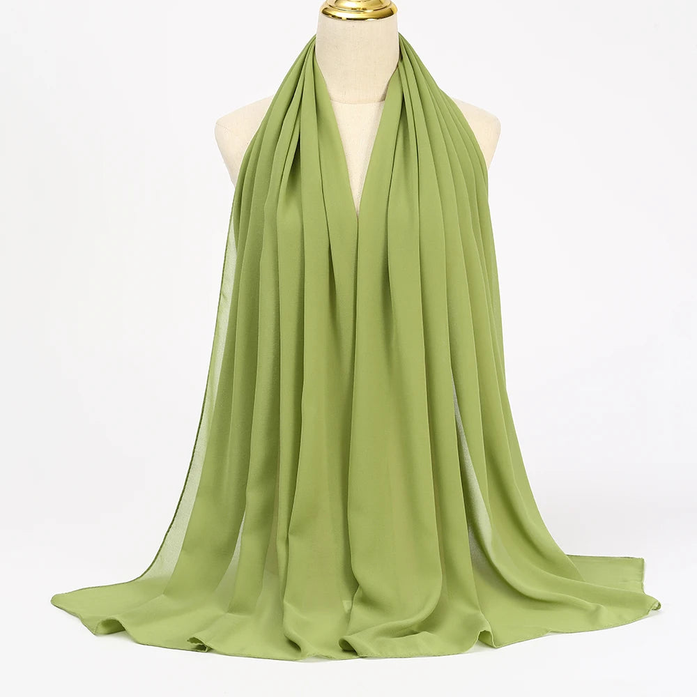 Classic Chiffon Hijab — Long, Lightweight Scarf in 24 Colours
