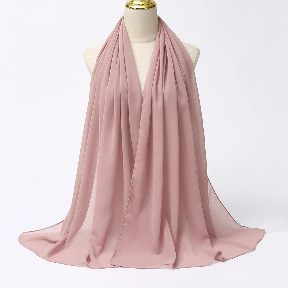 Classic Chiffon Hijab — Long, Lightweight Scarf in 24 Colours