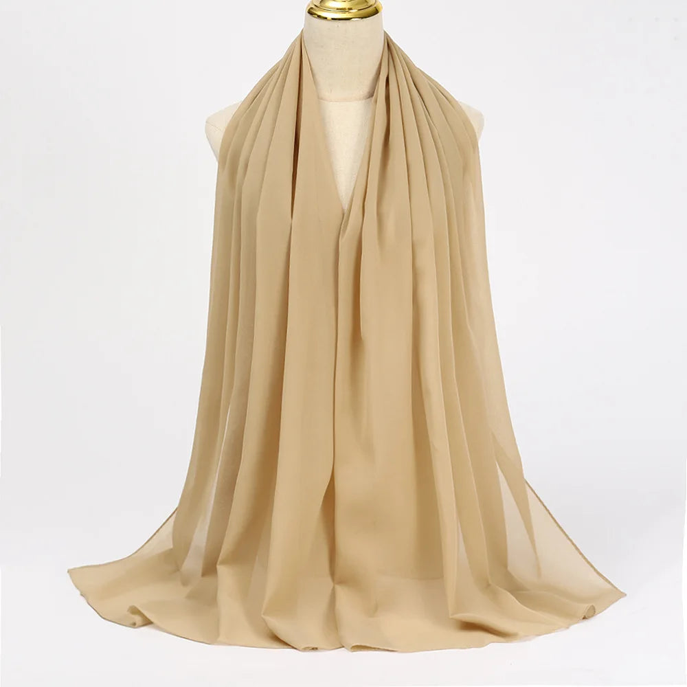 Classic Chiffon Hijab — Long, Lightweight Scarf in 24 Colours