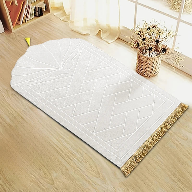 Thick Sponge-Padded Prayer Mat with Tassels — 65 × 110 cm