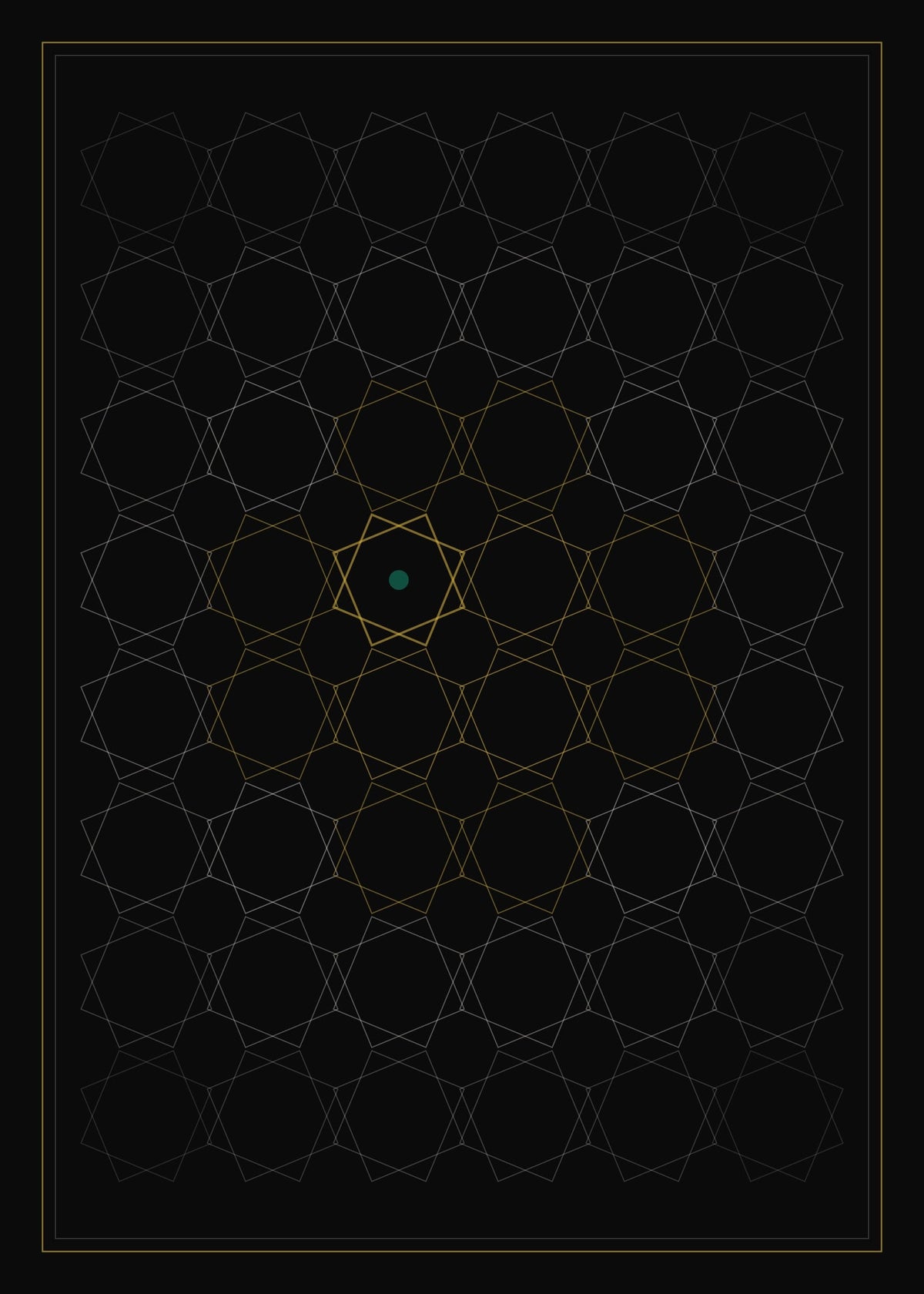 Islamic Geometric Star Wall Art Print — Obsidian & Gold, 50x70cm