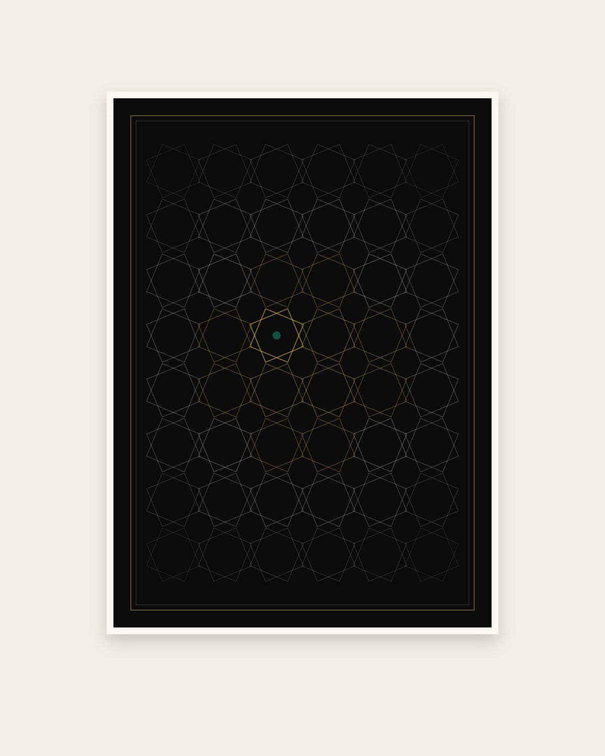 Islamic Geometric Star Wall Art Print — Obsidian & Gold, 50x70cm